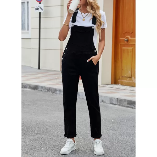 luvamia Womens Casual Stretch Adjustable Denim Bib Overalls Jeans Pants JumpsuitsB Warm Onyx Black