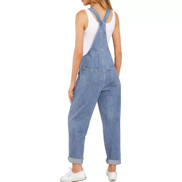 luvamia Womens Casual Stretch Adjustable Denim Bib Overalls Jeans Pants JumpsuitsBlue Mist