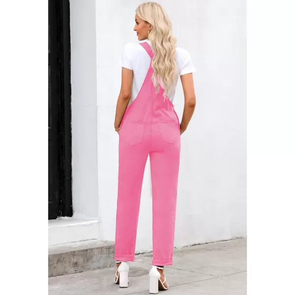 luvamia Womens Casual Stretch Adjustable Denim Bib Overalls Jeans Pants JumpsuitsCandy Pink