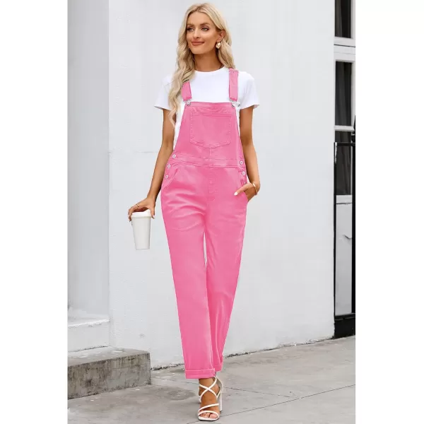 luvamia Womens Casual Stretch Adjustable Denim Bib Overalls Jeans Pants JumpsuitsCandy Pink