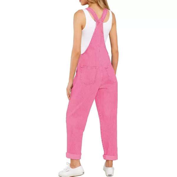 luvamia Womens Casual Stretch Adjustable Denim Bib Overalls Jeans Pants JumpsuitsCandy Pink