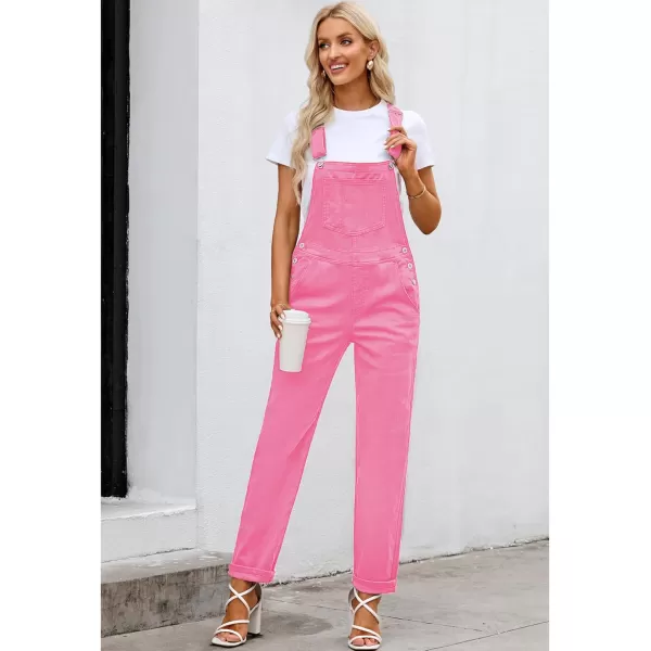 luvamia Womens Casual Stretch Adjustable Denim Bib Overalls Jeans Pants JumpsuitsCandy Pink