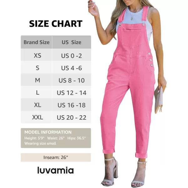 luvamia Womens Casual Stretch Adjustable Denim Bib Overalls Jeans Pants JumpsuitsCandy Pink