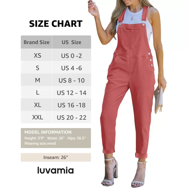 luvamia Womens Casual Stretch Adjustable Denim Bib Overalls Jeans Pants JumpsuitsCranberry