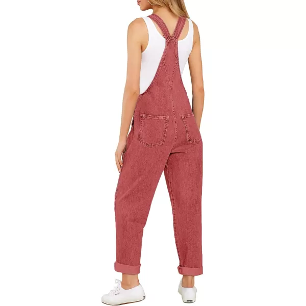 luvamia Womens Casual Stretch Adjustable Denim Bib Overalls Jeans Pants JumpsuitsCranberry