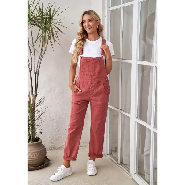 luvamia Womens Casual Stretch Adjustable Denim Bib Overalls Jeans Pants JumpsuitsCranberry