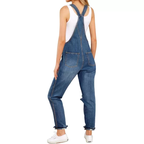 luvamia Womens Casual Stretch Adjustable Denim Bib Overalls Jeans Pants JumpsuitsE Deep Blue