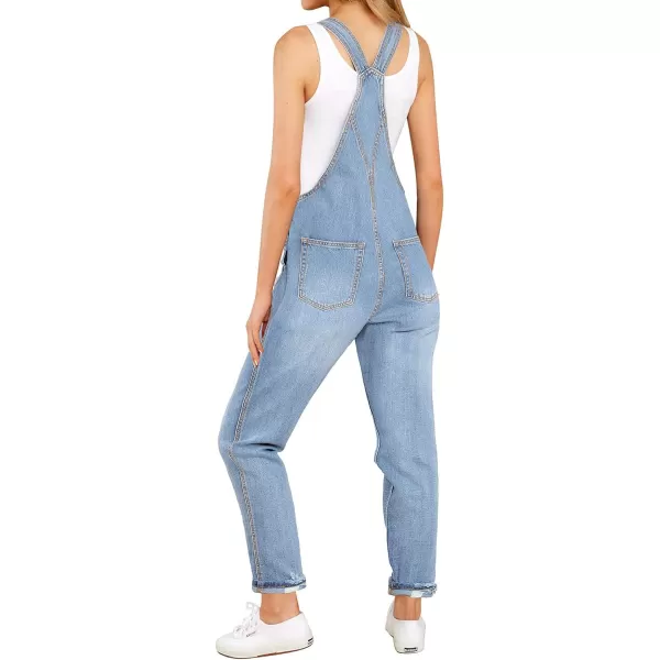 luvamia Womens Casual Stretch Adjustable Denim Bib Overalls Jeans Pants JumpsuitsE Light Blue