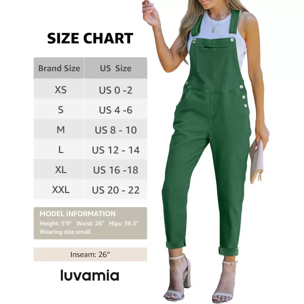 luvamia Womens Casual Stretch Adjustable Denim Bib Overalls Jeans Pants JumpsuitsEvergreen