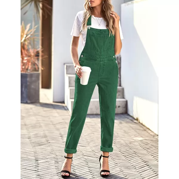 luvamia Womens Casual Stretch Adjustable Denim Bib Overalls Jeans Pants JumpsuitsEvergreen