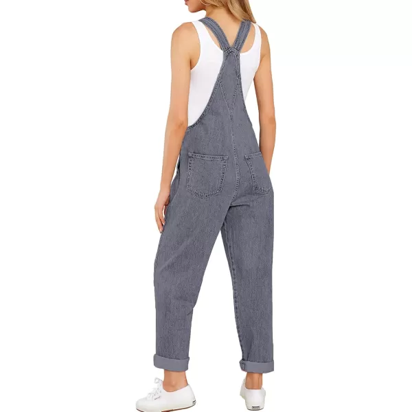 luvamia Womens Casual Stretch Adjustable Denim Bib Overalls Jeans Pants JumpsuitsGray