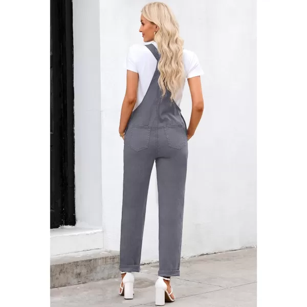 luvamia Womens Casual Stretch Adjustable Denim Bib Overalls Jeans Pants JumpsuitsGray