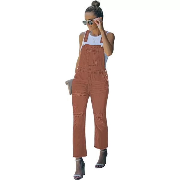 luvamia Womens Casual Stretch Adjustable Denim Bib Overalls Jeans Pants JumpsuitsRose Down