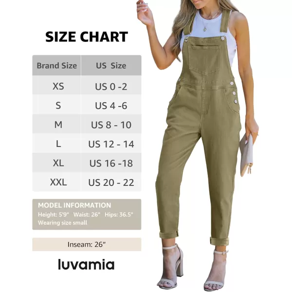 luvamia Womens Casual Stretch Adjustable Denim Bib Overalls Jeans Pants JumpsuitsSlate Green