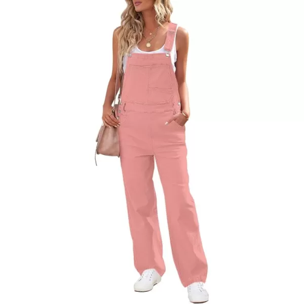 luvamia Overalls Women Loose Fit Denim Bib Baggy Overall Jumpsuit Straight Wide Leg Stretchy Jean Pants FashionA3 Quartz Pink