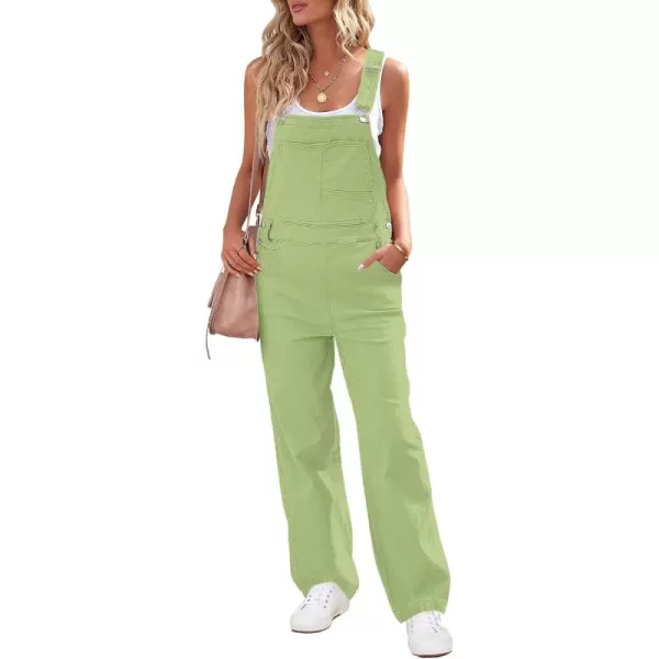 luvamia Overalls Women Loose Fit Denim Bib Baggy Overall Jumpsuit Straight Wide Leg Stretchy Jean Pants FashionA3 Sap Green