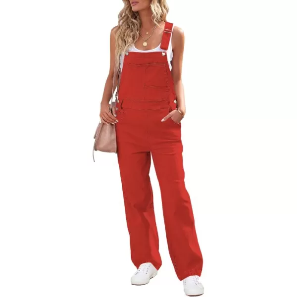 luvamia Overalls Women Loose Fit Denim Bib Baggy Overall Jumpsuit Straight Wide Leg Stretchy Jean Pants FashionA3 Spicy Orange