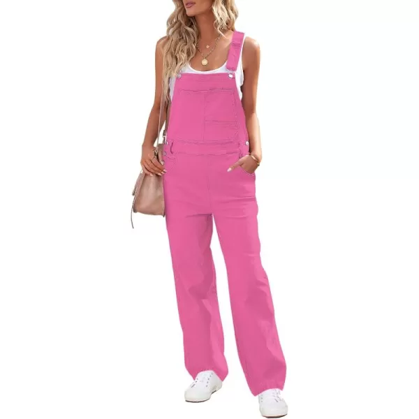 luvamia Overalls Women Loose Fit Denim Bib Baggy Overall Jumpsuit Straight Wide Leg Stretchy Jean Pants FashionHot Pink