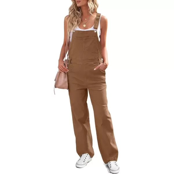 luvamia Overalls Women Loose Fit Denim Bib Baggy Overall Jumpsuit Straight Wide Leg Stretchy Jean Pants FashionPecan Brown