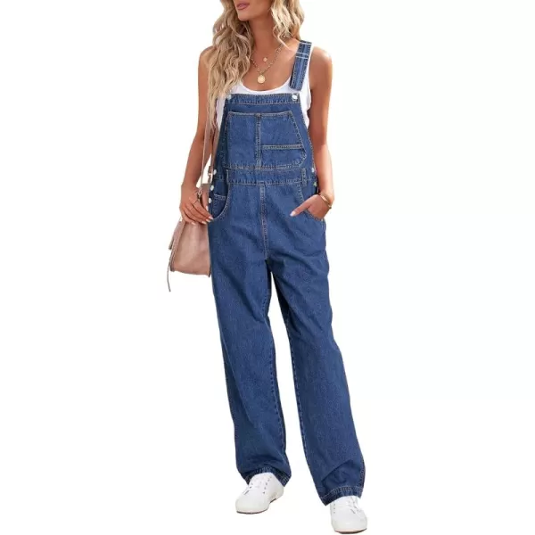 luvamia Overalls Women Loose Fit Denim Bib Baggy Overall Jumpsuit Straight Wide Leg Stretchy Jean Pants FashionReef Blue