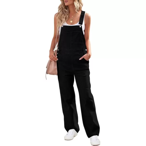 luvamia Overalls Women Loose Fit Denim Bib Baggy Overall Jumpsuit Straight Wide Leg Stretchy Jean Pants FashionTrue Black