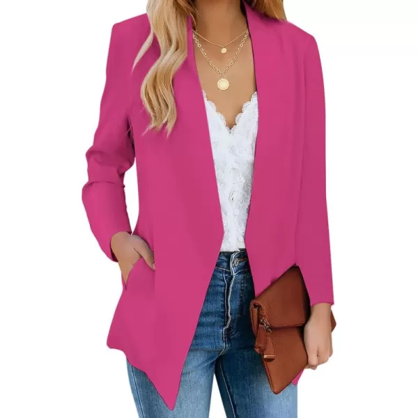 luvamia Womens Casual Long Sleeve Lapel Button Slim Work Office Blazer JacketC Hot Pink