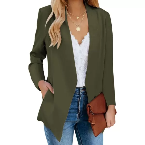 luvamia Womens Casual Long Sleeve Lapel Button Slim Work Office Blazer JacketC Olive Night