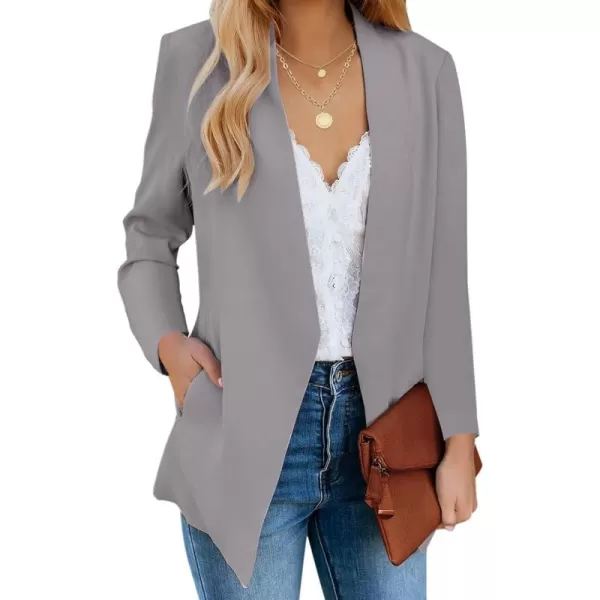 luvamia Womens Casual Long Sleeve Lapel Button Slim Work Office Blazer JacketC Titanium