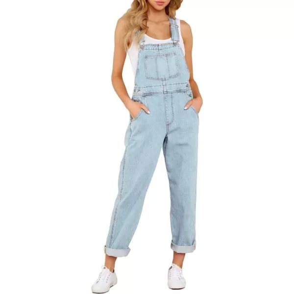 luvamia Womens Casual Stretch Adjustable Denim Bib Overalls Jeans Pants JumpsuitsA2 Azure Glow