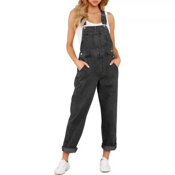 luvamia Womens Casual Stretch Adjustable Denim Bib Overalls Jeans Pants JumpsuitsA3 Iconic Black