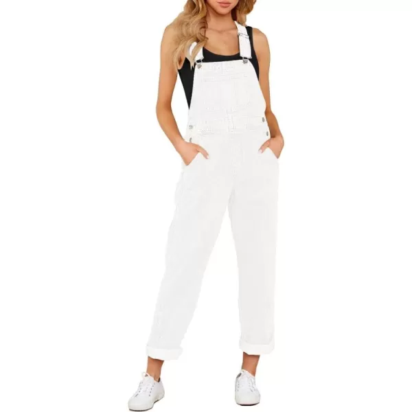 luvamia Womens Casual Stretch Adjustable Denim Bib Overalls Jeans Pants JumpsuitsB Brilliant White