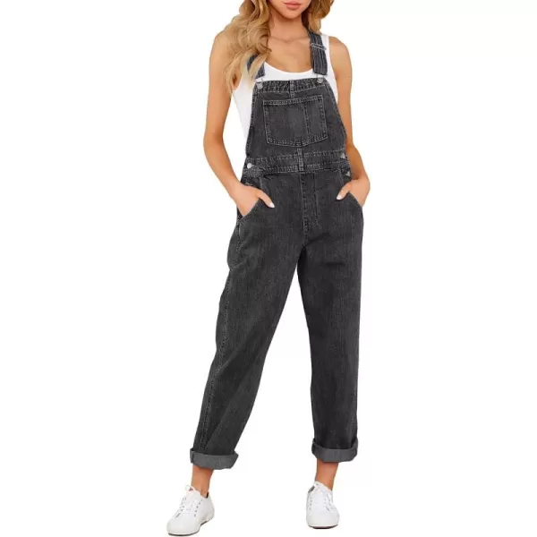 luvamia Womens Casual Stretch Adjustable Denim Bib Overalls Jeans Pants JumpsuitsB Pebble Grey