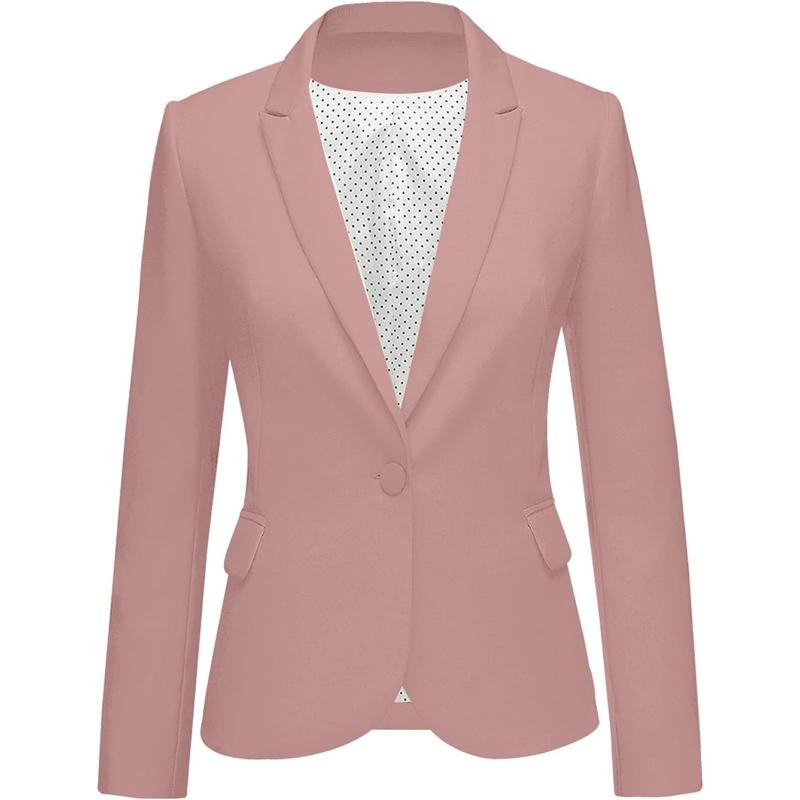 imageluvamia Womens Long Sleeve Formal Notch Lapel Button Down Blazer Pockets JacketDusty Rose