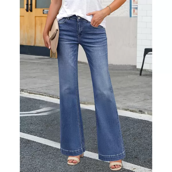 luvamia 2024 Wide Leg Jeans for Women High Waist Stretchy Classic Baggy Flare Jeans Denim PantsClassic Blue
