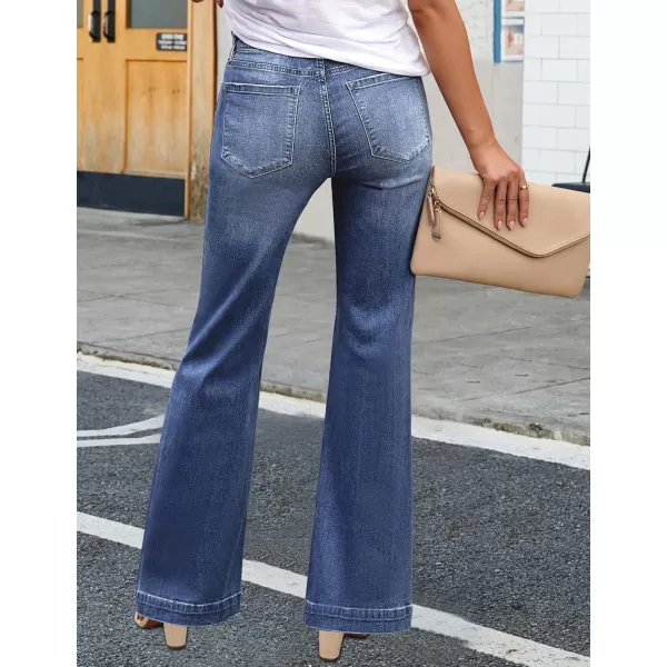 luvamia 2024 Wide Leg Jeans for Women High Waist Stretchy Classic Baggy Flare Jeans Denim PantsNightfall Dark Wash