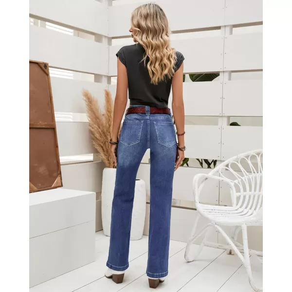 luvamia 2024 Wide Leg Jeans for Women High Waist Stretchy Classic Baggy Flare Jeans Denim PantsNightfall Dark Wash