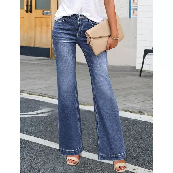 luvamia 2024 Wide Leg Jeans for Women High Waist Stretchy Classic Baggy Flare Jeans Denim PantsNightfall Dark Wash