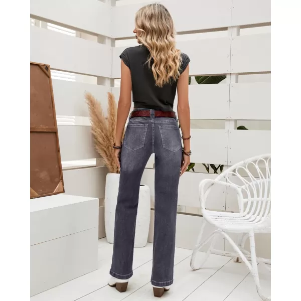 luvamia 2024 Wide Leg Jeans for Women High Waist Stretchy Classic Baggy Flare Jeans Denim PantsSmoked Gray