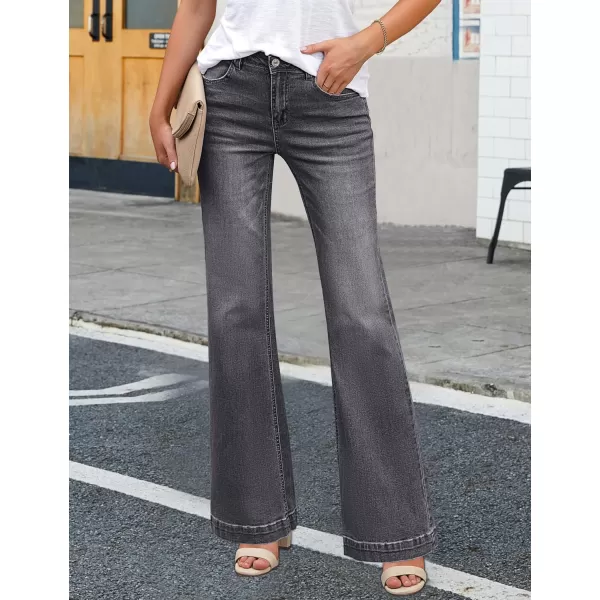 luvamia 2024 Wide Leg Jeans for Women High Waist Stretchy Classic Baggy Flare Jeans Denim PantsSmoked Gray