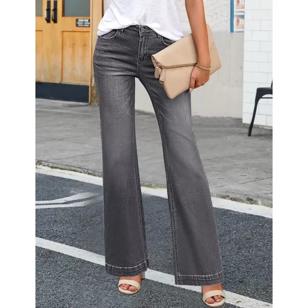 luvamia 2024 Wide Leg Jeans for Women High Waist Stretchy Classic Baggy Flare Jeans Denim PantsSmoked Gray