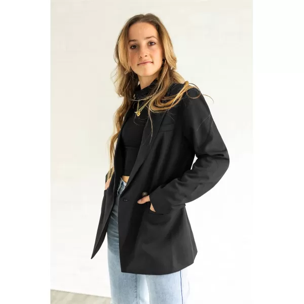 luvamia Blazer Jackets for Women Work Casual Office Long Sleeve Fashion Dressy Business OutfitsBlack