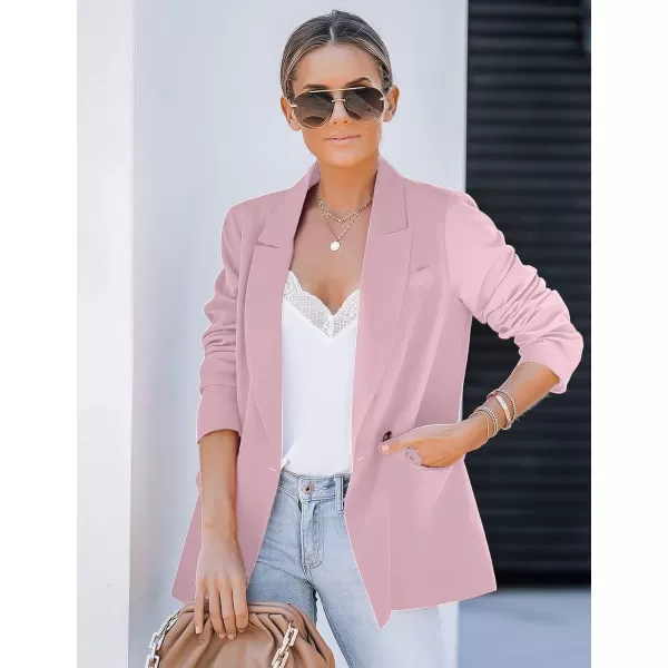 luvamia Blazer Jackets for Women Work Casual Office Long Sleeve Fashion Dressy Business OutfitsCameo Pink