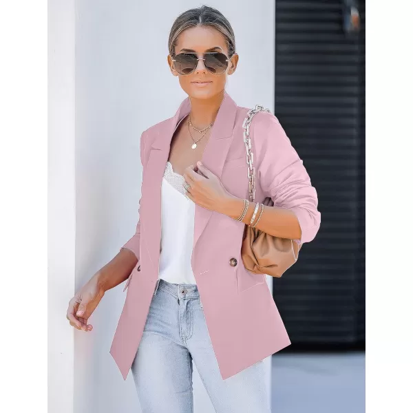 luvamia Blazer Jackets for Women Work Casual Office Long Sleeve Fashion Dressy Business OutfitsCameo Pink