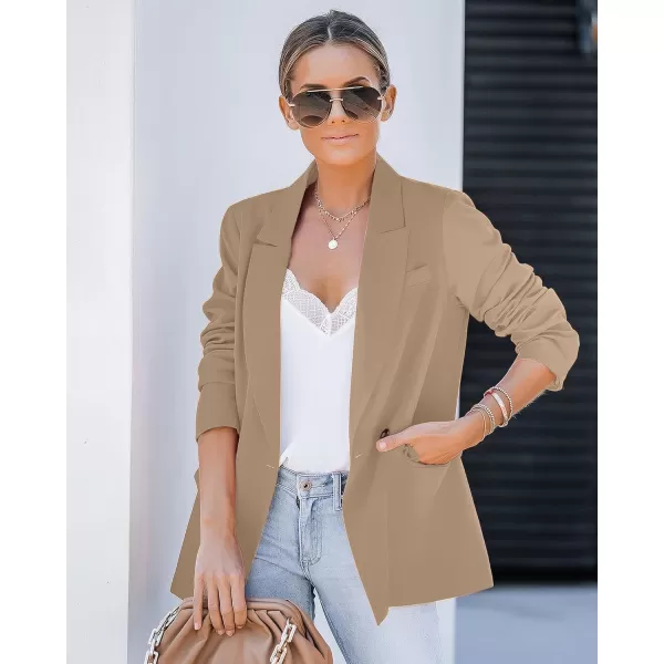 luvamia Blazer Jackets for Women Work Casual Office Long Sleeve Fashion Dressy Business OutfitsDark Khaki