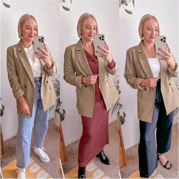 luvamia Blazer Jackets for Women Work Casual Office Long Sleeve Fashion Dressy Business OutfitsDark Khaki