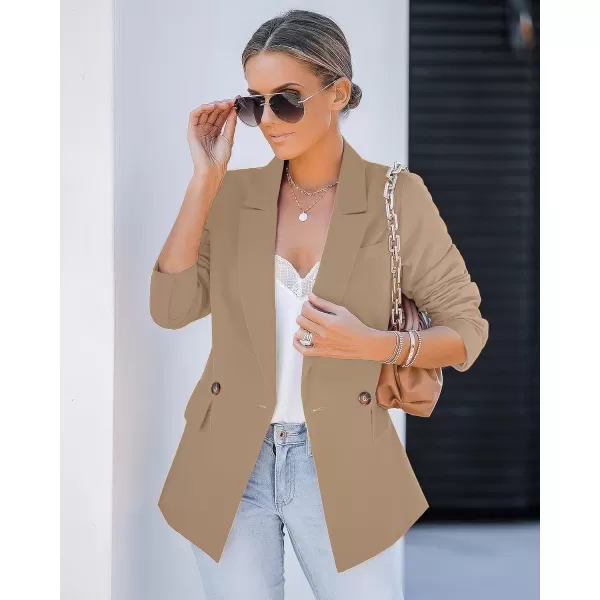 luvamia Blazer Jackets for Women Work Casual Office Long Sleeve Fashion Dressy Business OutfitsDark Khaki