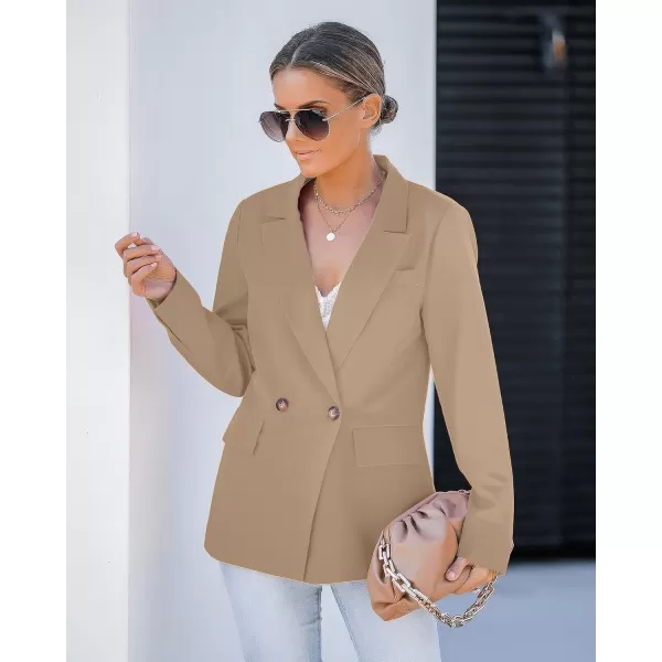 luvamia Blazer Jackets for Women Work Casual Office Long Sleeve Fashion Dressy Business OutfitsDark Khaki