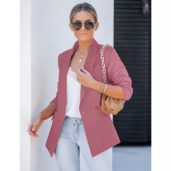 luvamia Blazer Jackets for Women Work Casual Office Long Sleeve Fashion Dressy Business OutfitsDesert Rose