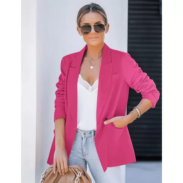 luvamia Blazer Jackets for Women Work Casual Office Long Sleeve Fashion Dressy Business OutfitsMagenta