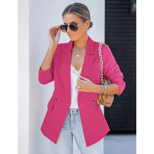 luvamia Blazer Jackets for Women Work Casual Office Long Sleeve Fashion Dressy Business OutfitsMagenta